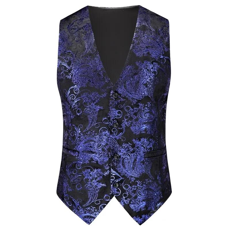Nouveaux hommes de luxe velours costume gilet or chaud haut imprimé mode Homme affaires Social mariage bal robe de