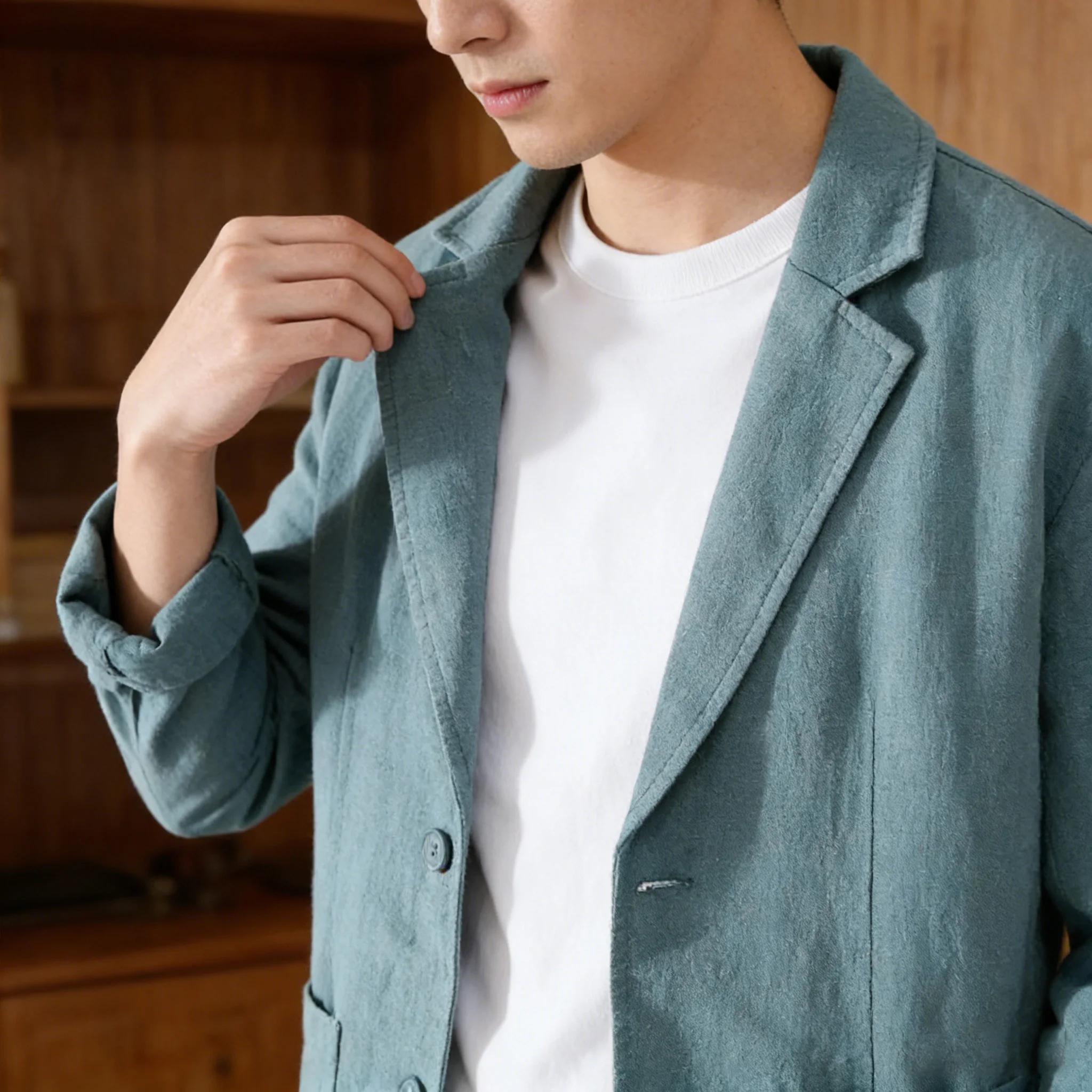 Blazer en coton et lin pour homme