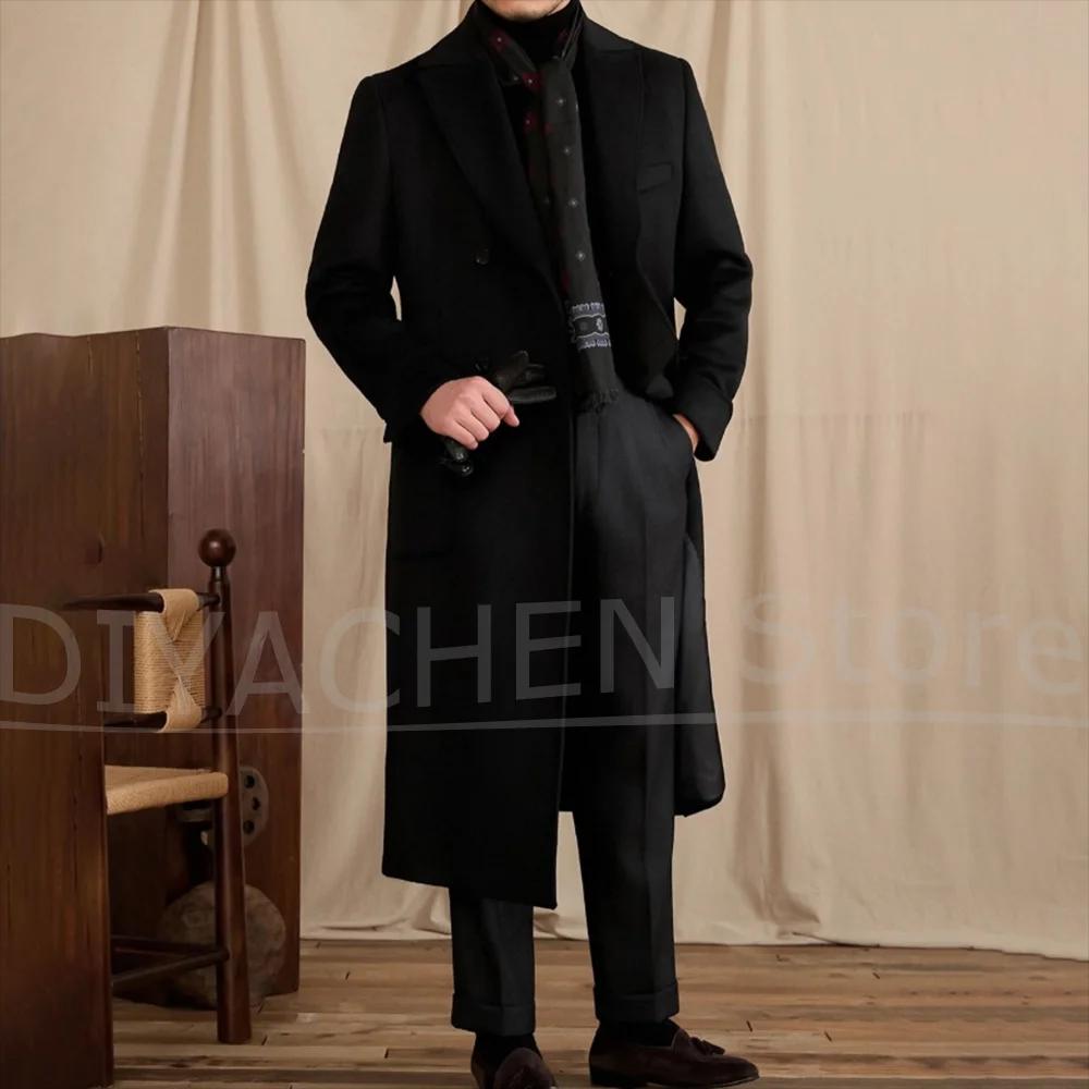 Manteau long pour homme en mélange de laine