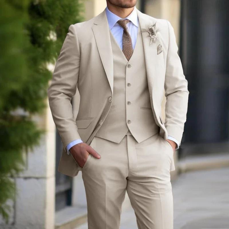 Costume Beige 3 Pièces pour Homme