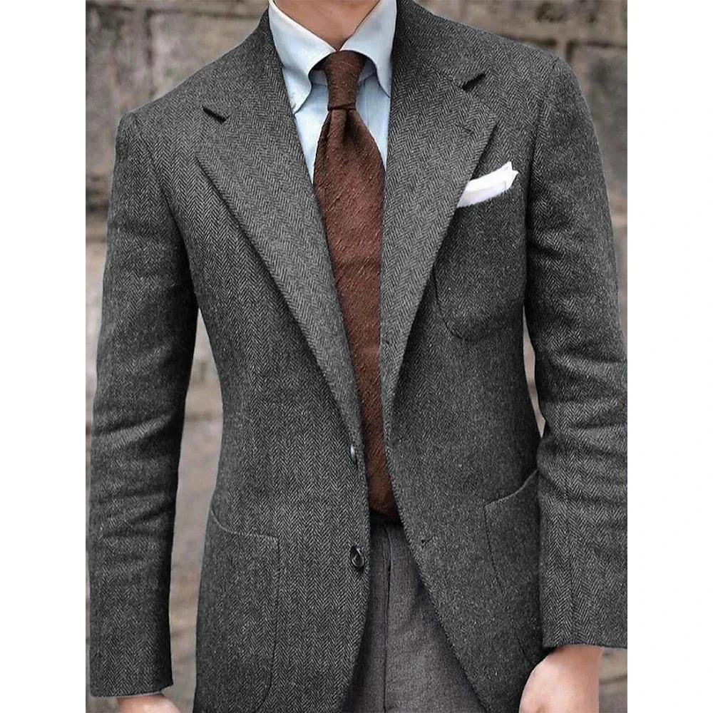 Veste de costume à chevrons pour hommes