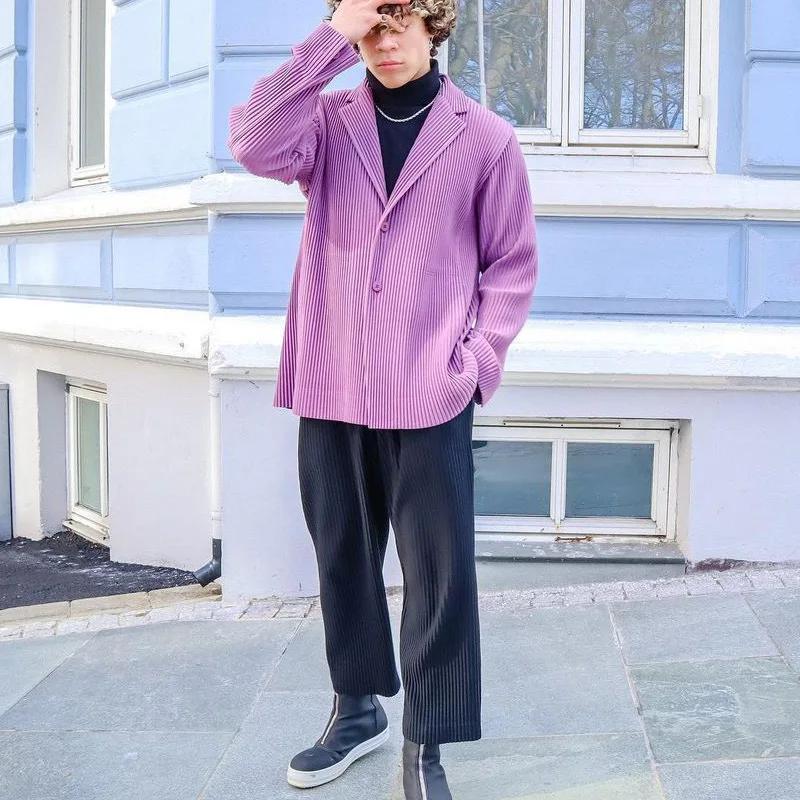 ISSEY – costume plissé de Style Miyake japonais doublé pour hommes