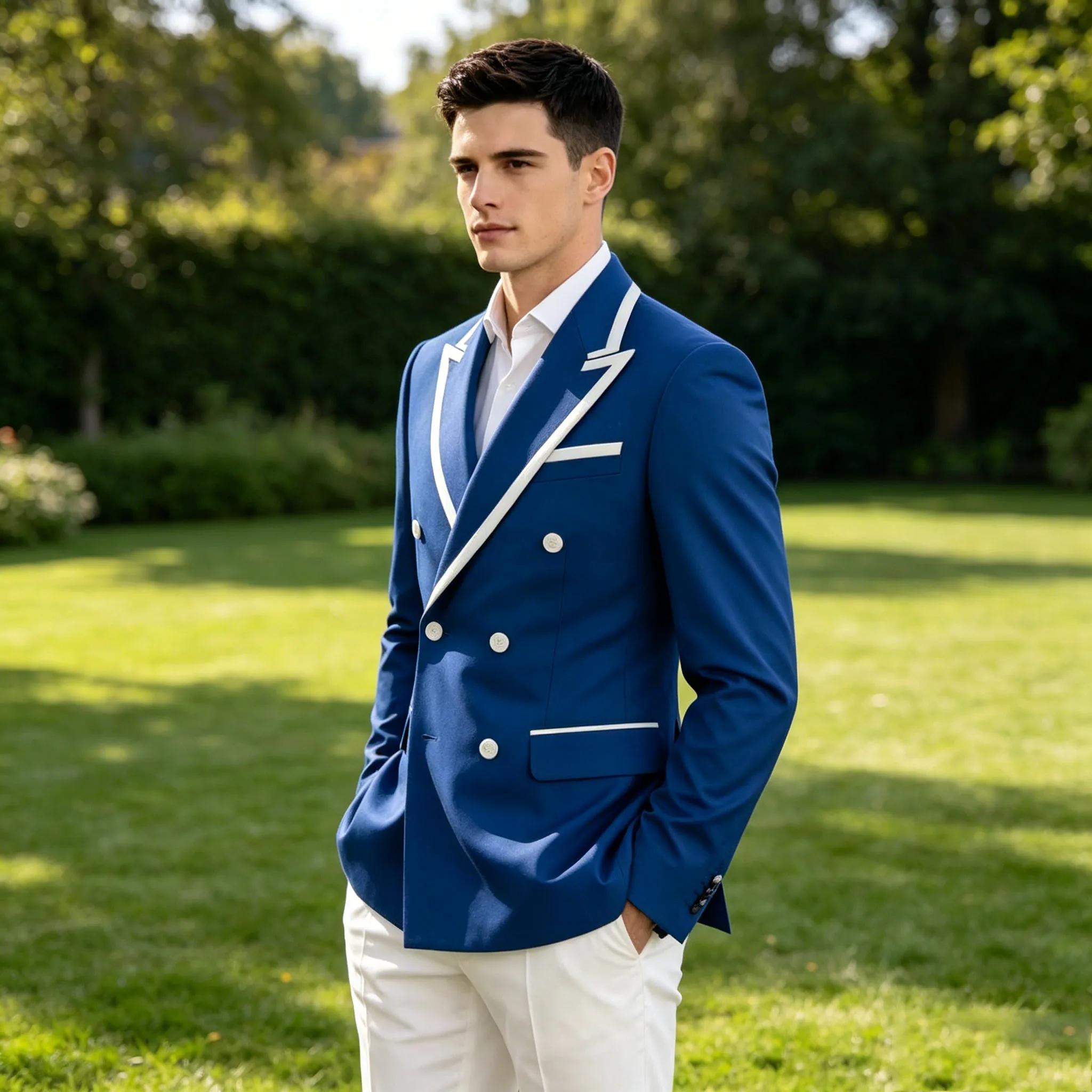 Blazer de costume bleu marine pour homme