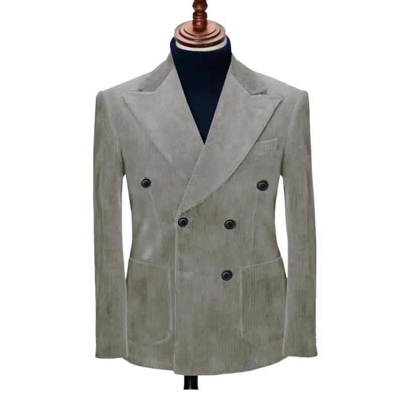 Costume Double boutonnage en velours côtelé pour hommes
