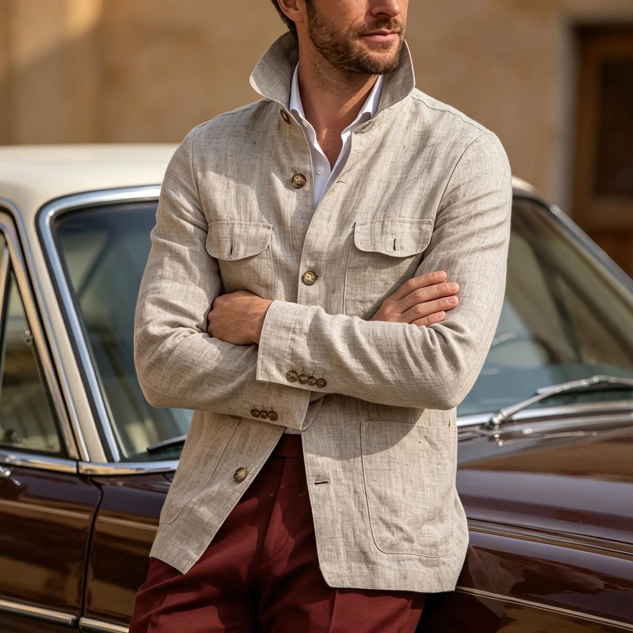 Veste Safari en Lin pour Homme