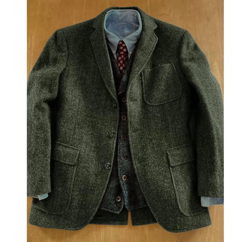 Blazer en tweed à chevrons pour homme