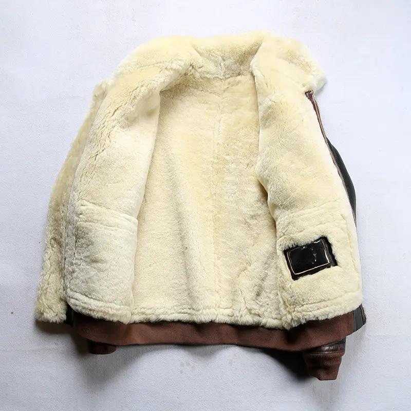 Veste d'hiver noire en peau de mouton pour homme