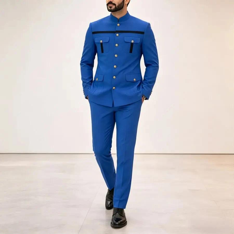 Costumes Safari pour Hommes 2 Pièces – Tenues de Cérémonie et de Mariage pour Invités – Blazer et Pantalon Slim Fit