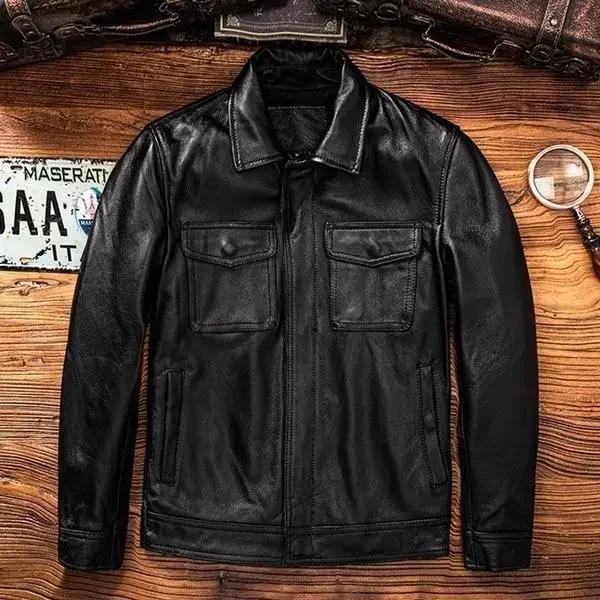 Blouson en cuir véritable pour homme
