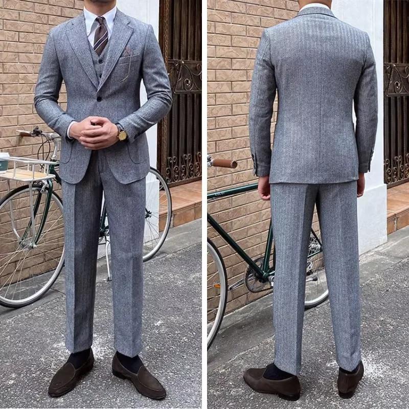 Nouveau costume rétro à chevrons pour hommes