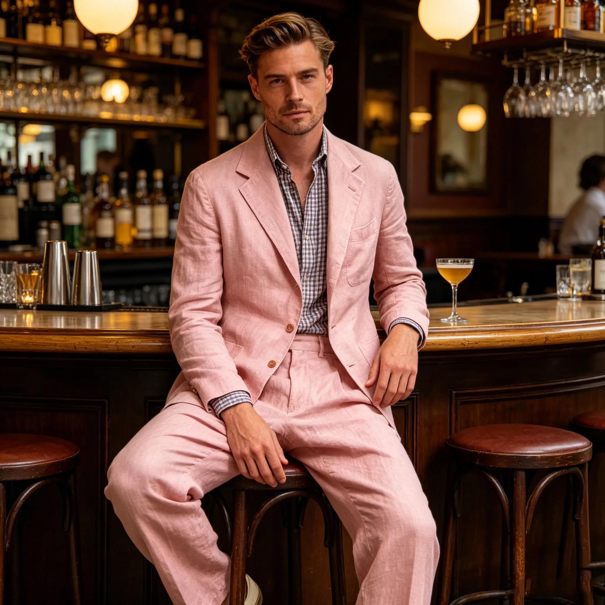Costume en lin pour homme 2 pièces