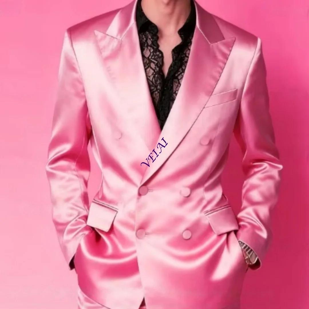 Ensemble de costume de marié en satin personnalisé pour homme