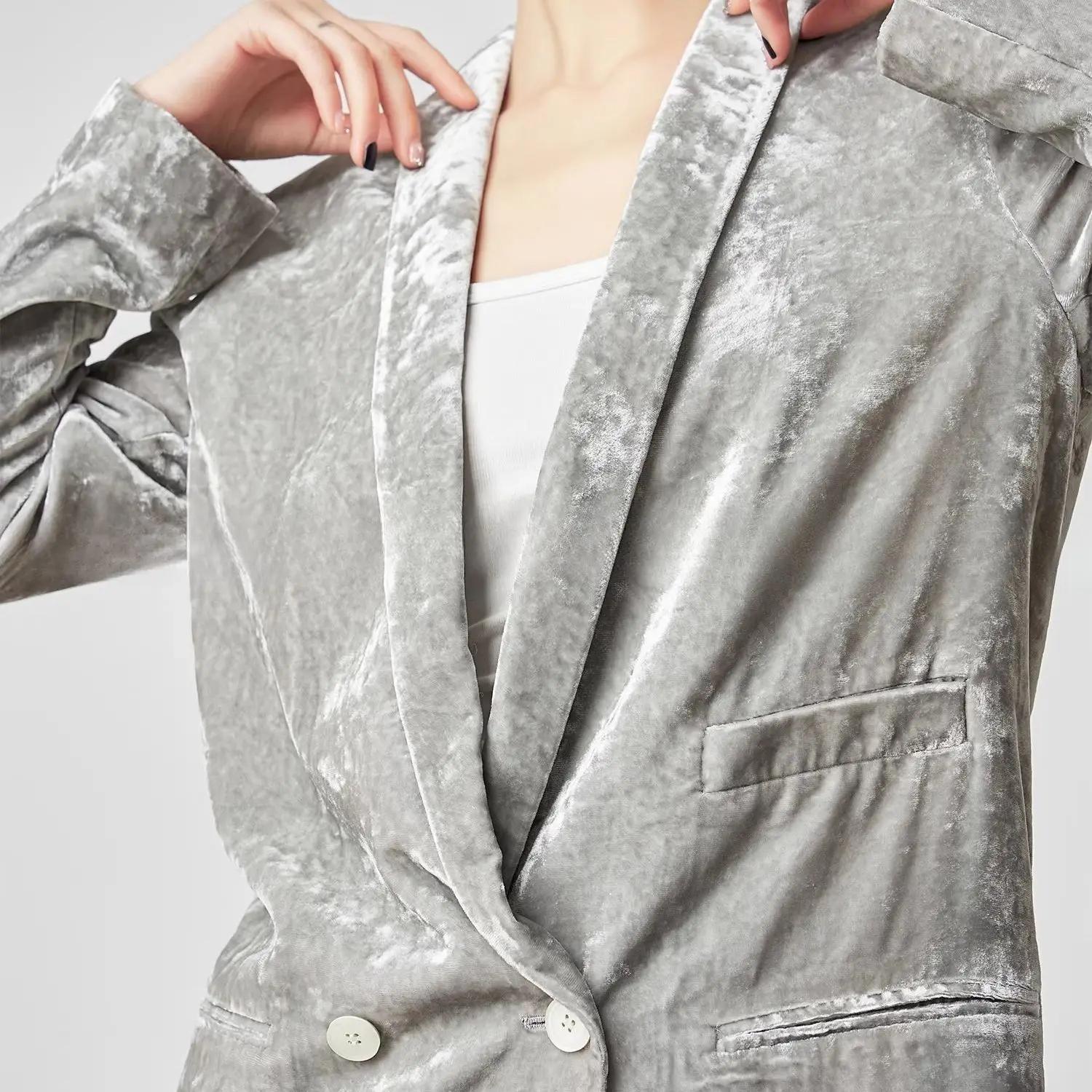 2025 printemps/été rétro velours costume veste conception décontracté deux pièces ensemble