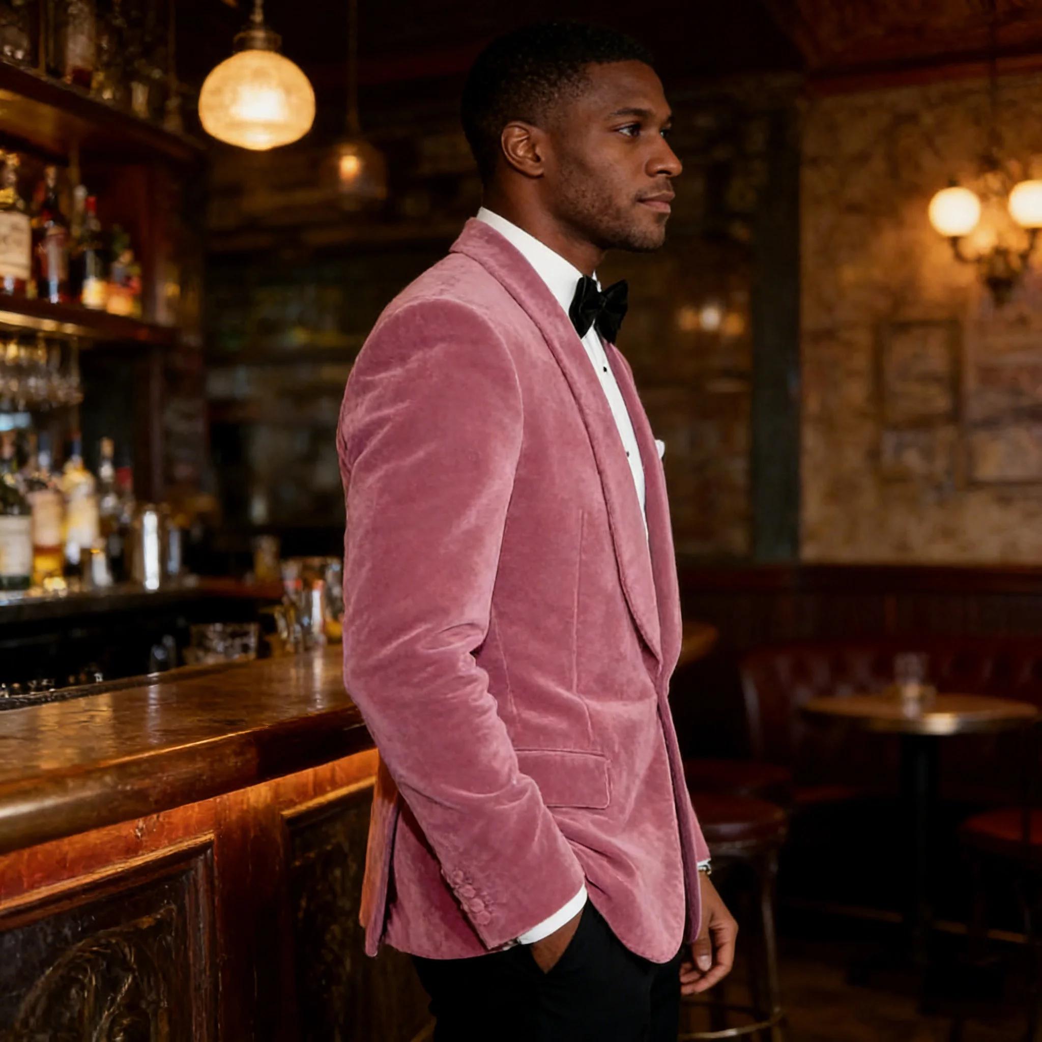Veste de Costume Homme en Velours Vintage