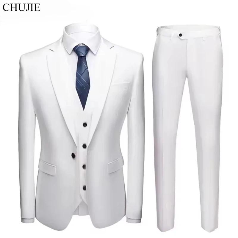 Costume hommes élégant pour mariage 3 pièces 2 ensemble vestes gilet pantalon Blazers marié formel complet affaires