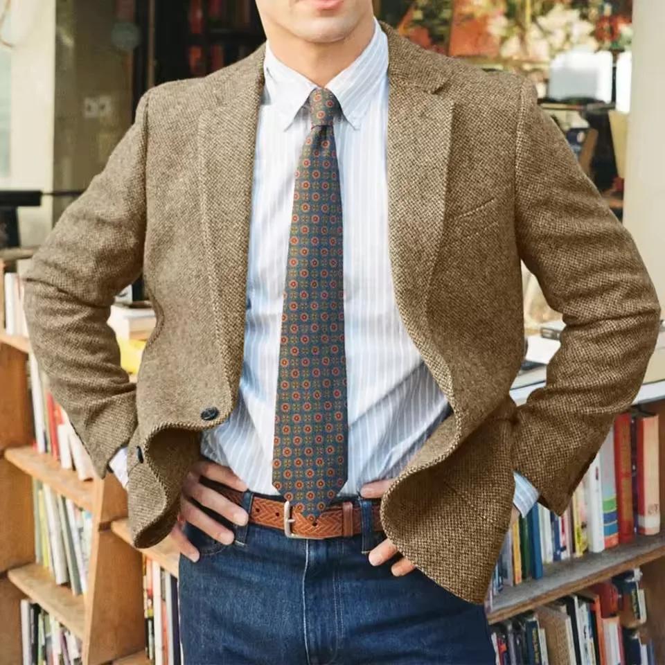 Veste de costume à chevrons pour hommes