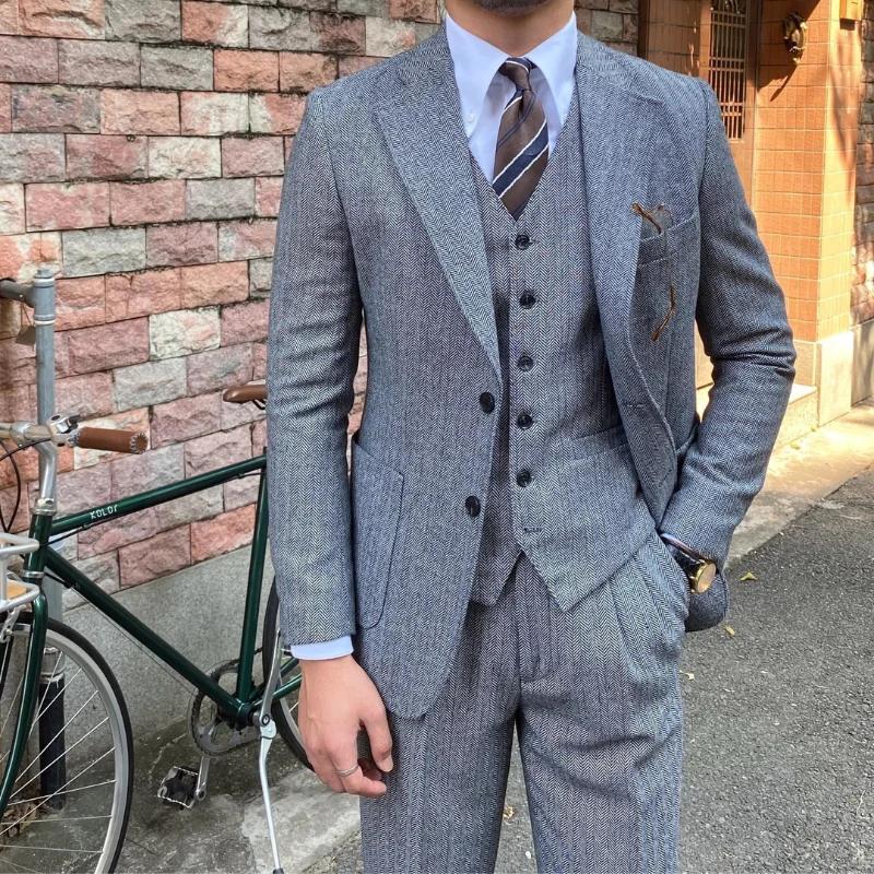 Nouveau costume rétro à chevrons pour hommes