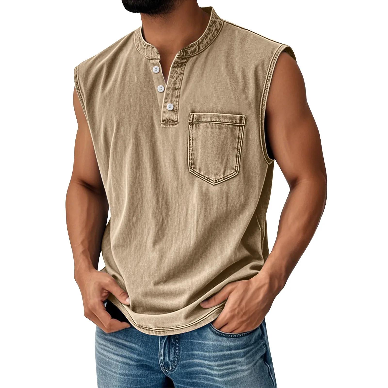 Gilet sans manches vintage délavé pour homme