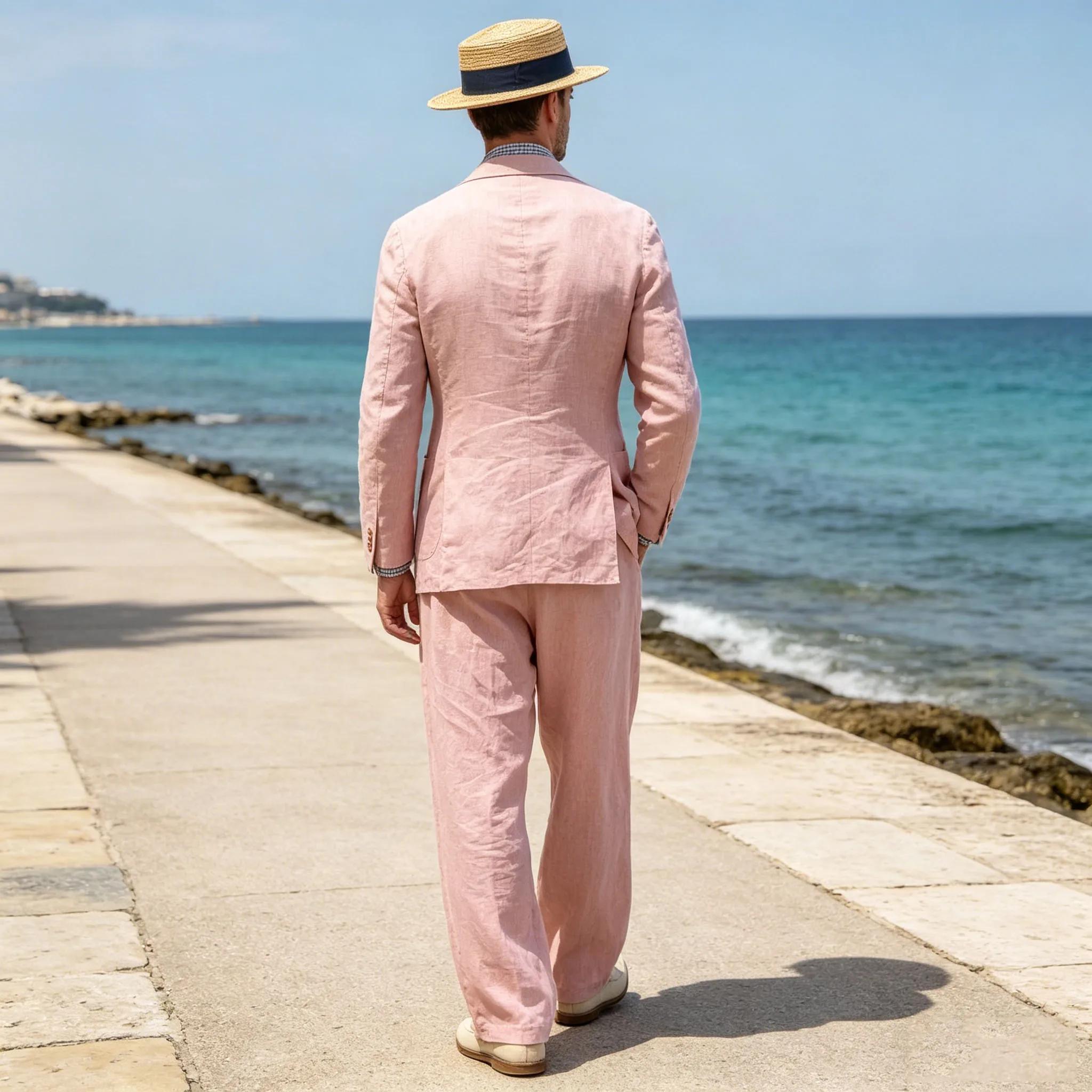 Costume en lin pour homme 2 pièces