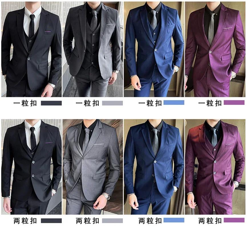 Costume (Blazer + gilet + pantalon) pour hommes