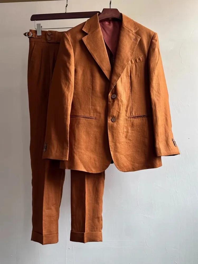 Costume blazer en lin fin pour hommes
