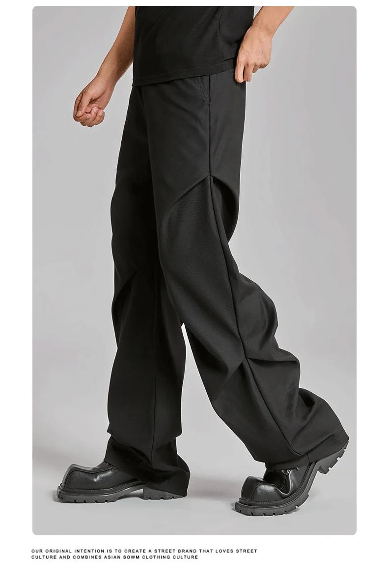 Pantalon de costume froissé légèrement évasé pour hommes en automne