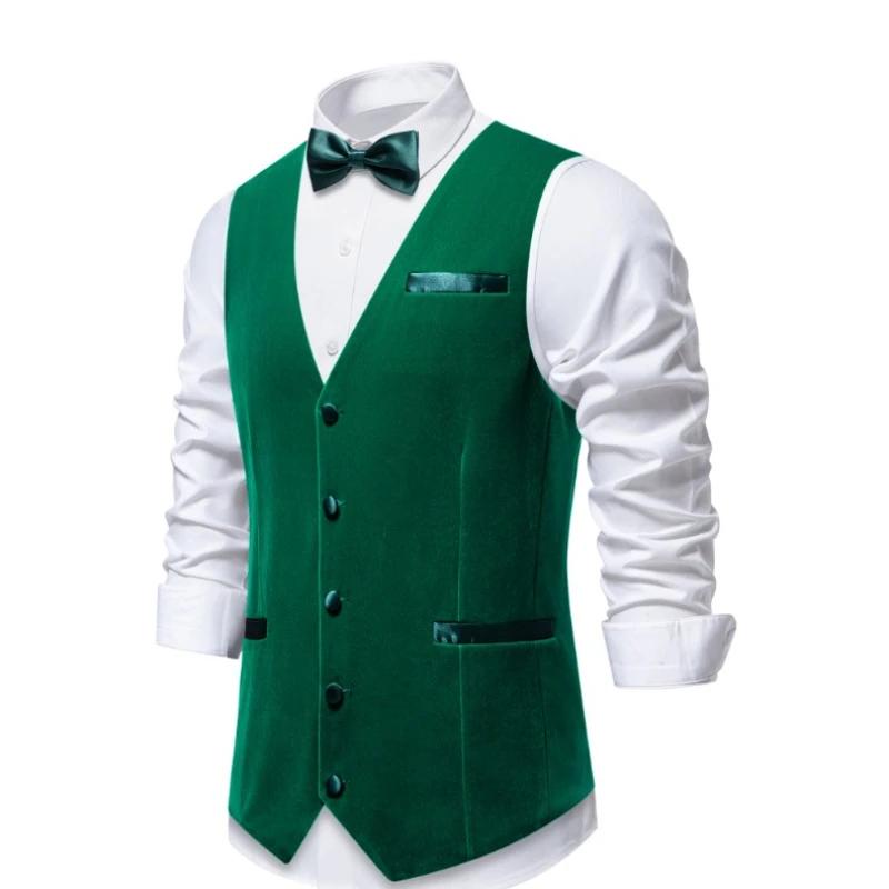 Gilet de costume en velours plat de style britannique haut de gamme bleu royal pour hommes