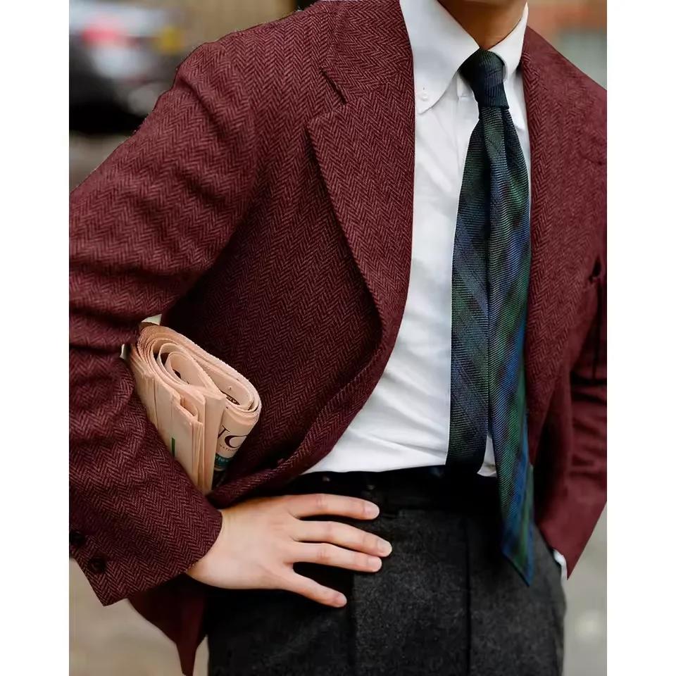 Veste de costume à chevrons pour hommes