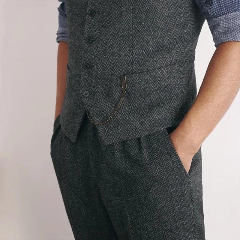Gilet de costume en laine pour hommes