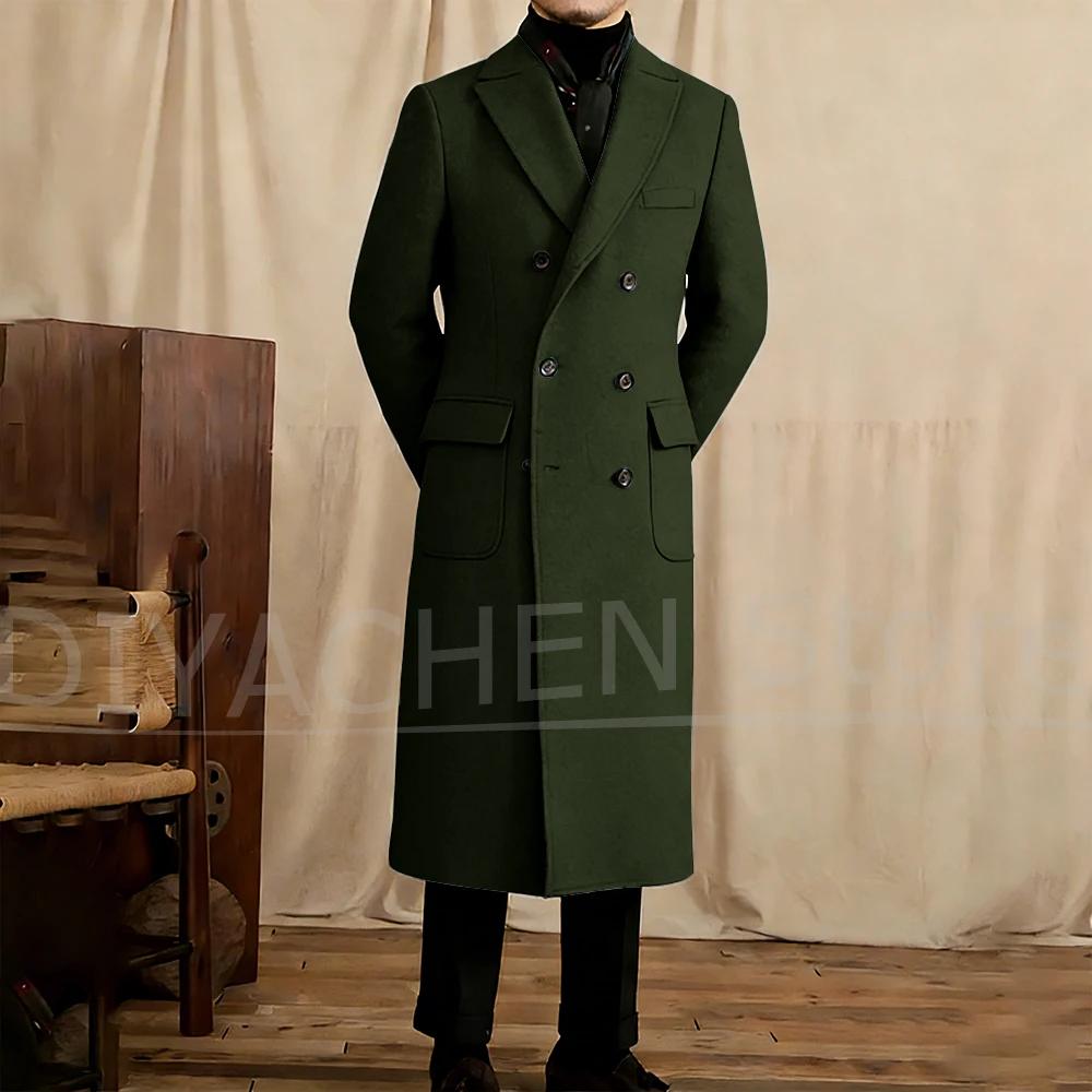 Manteau long pour homme en mélange de laine