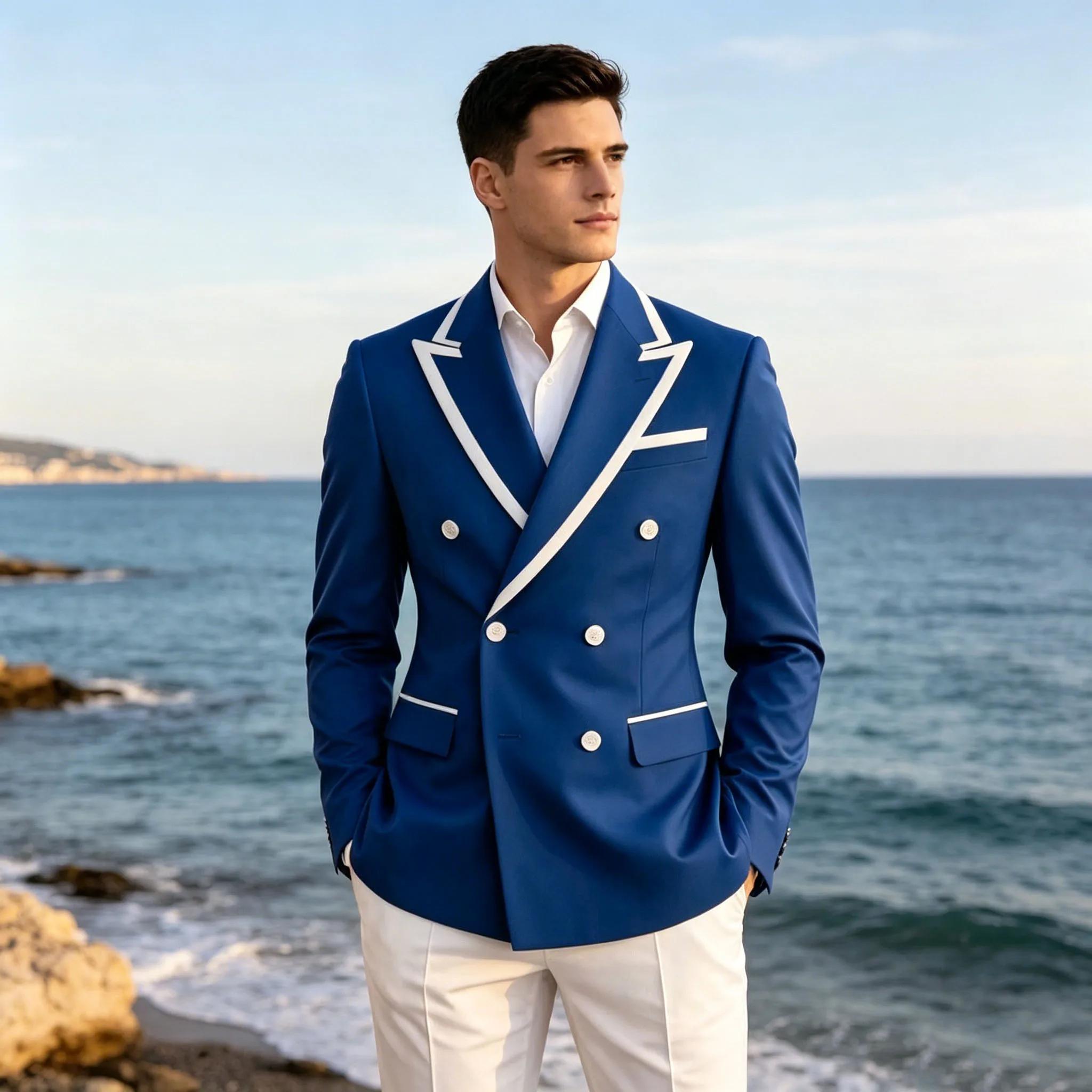 Blazer de costume bleu marine pour homme