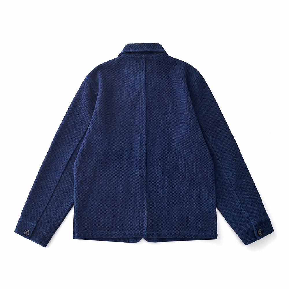 Vintage français Indigo Cargo veste hommes automne hiver nouveau revers multi-poches bleu teint outillage