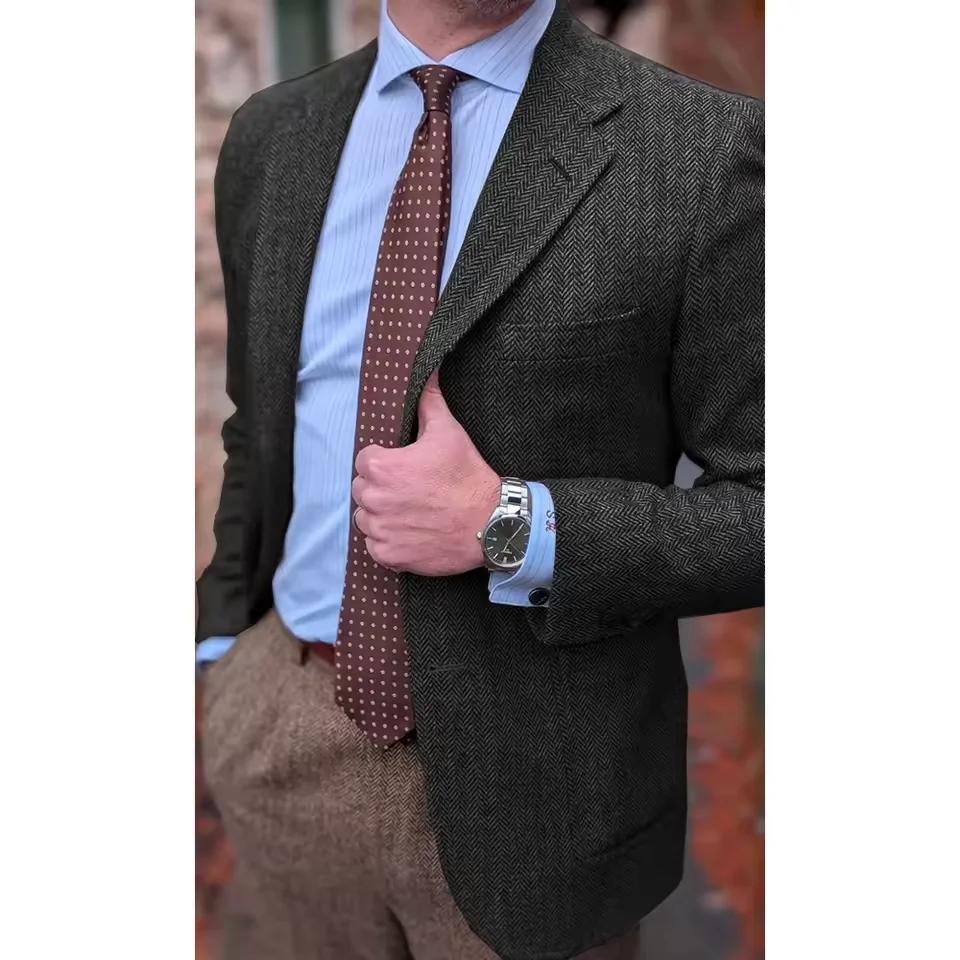 Veste de costume à chevrons pour hommes
