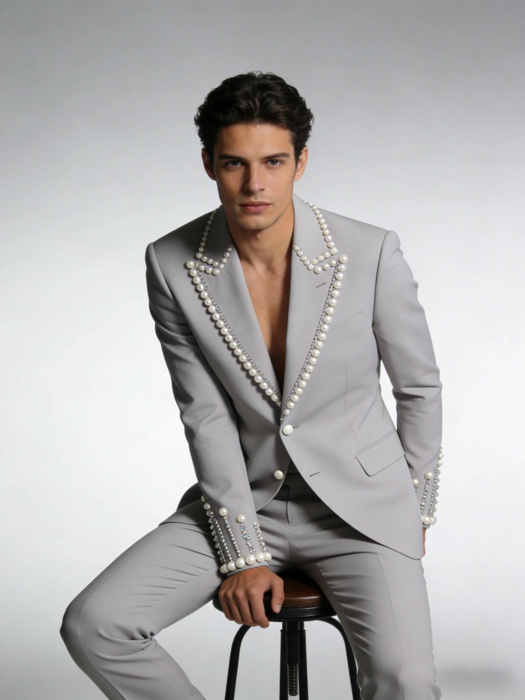 Ensemble de costumes gris clair pour hommes