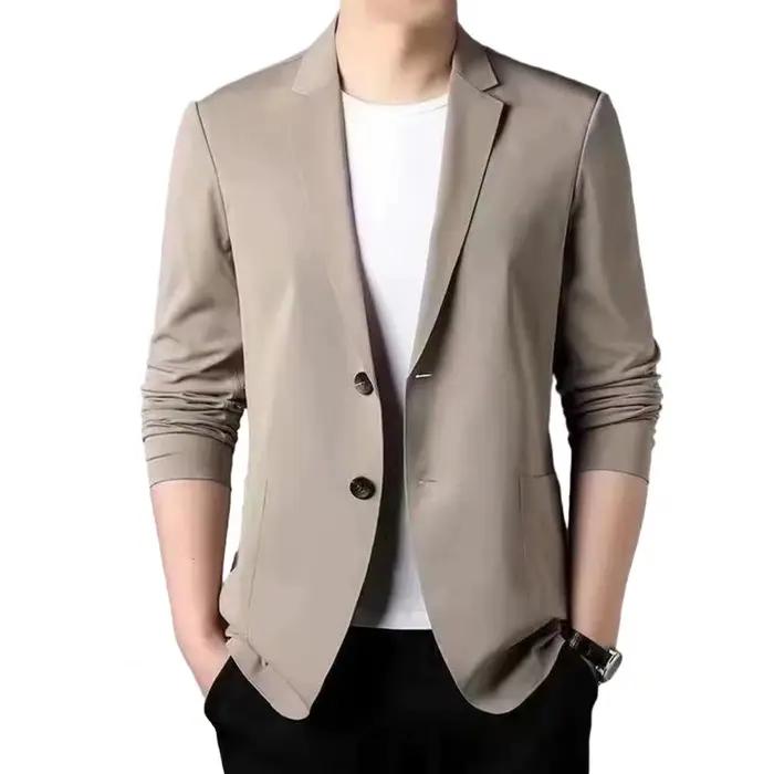 Manteau de costume à revers de couleur unie, veste de costume élégante pour hommes avec col à revers