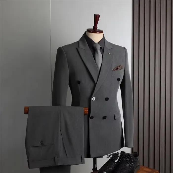 Costumes sur mesure pour hommes 2 pièces costumes homme Blazer veste et pantalon Double boutonnage a