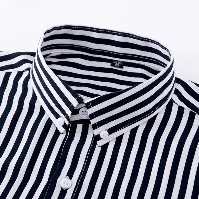 Chemises formelles pour hommes, manches longues, Anti-rides, rayées, mode Business, chemise sociale