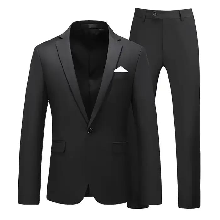 Costumes pour hommes 2 pièces ensembles mode affaires décontracté vêtements formels homme solide min