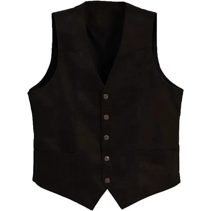 Veste Vintage sans manches à simple boutonnage pour hommes, gilet à ourlet incurvé, vêtements d'exté