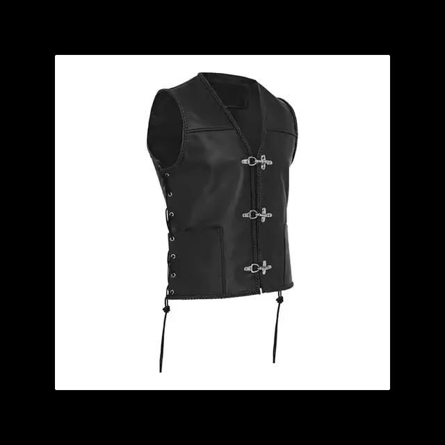 Gilet en cuir Vintage pour hommes, simple boutonnage, haut sans manches, punk, chevalier médiéval, g