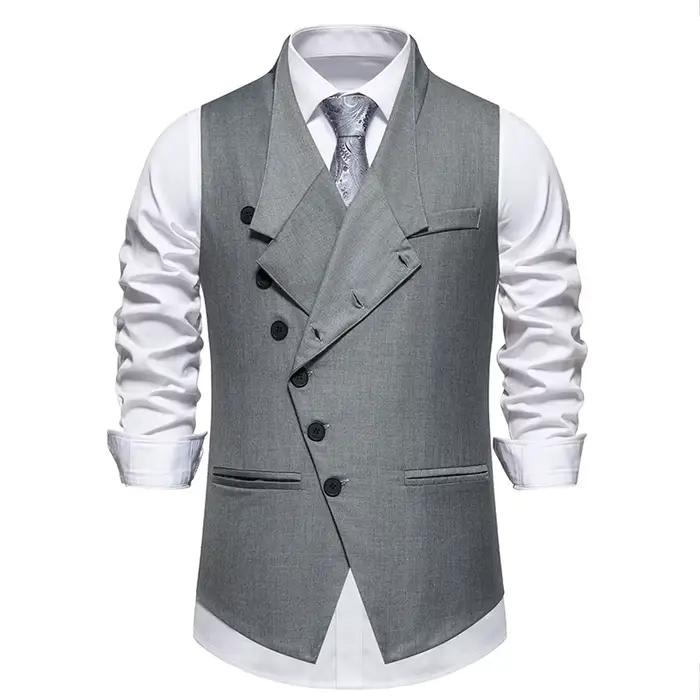 Gilet de mariage et de fête pour hommes avec patte avant diagonale et fermeture à bouton unique