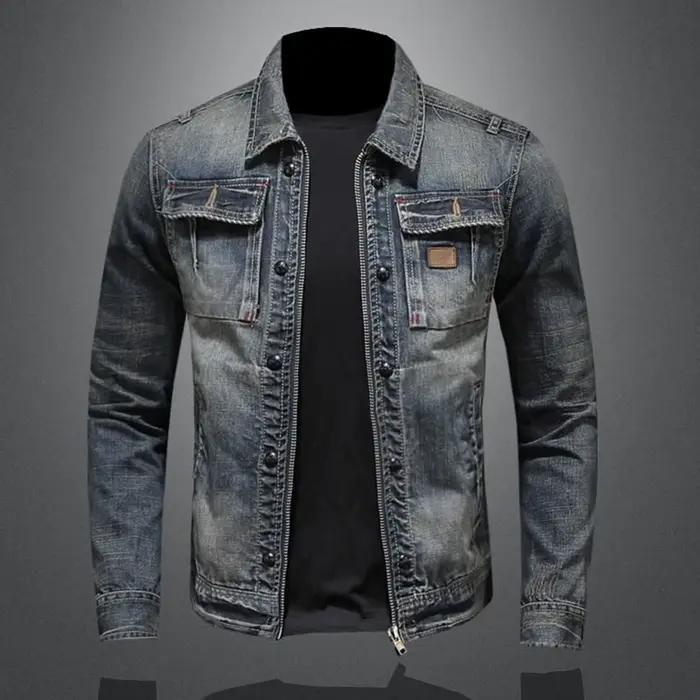 Doudoune rembourrée en coton pour hommes avec coupe-vent, veste en jean vintage, mode classique, hau