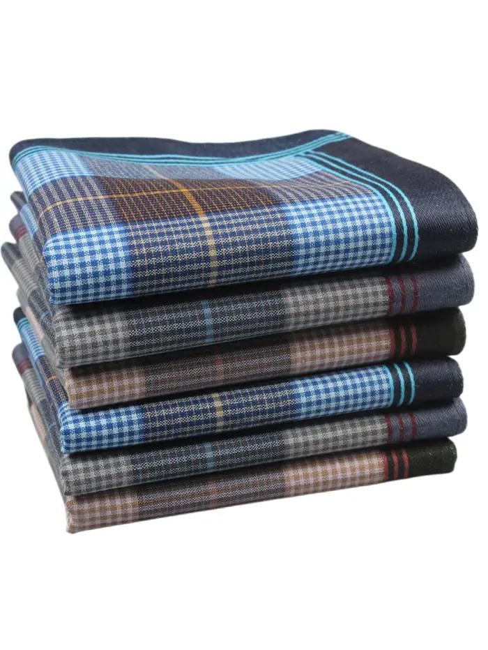 Mouchoir en tissu rayé pour hommes de 15,7 pouces, petit tissu à grille carrée, décoration de la mai