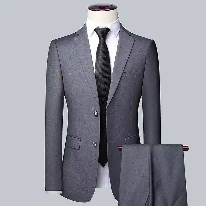 Costume Homme Élégant et Décontracté Style Britannique Coupe Ajustée Couleur Unie pour Affaires, Mar