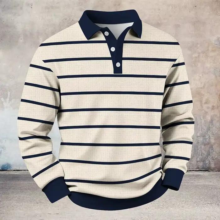 Chemise à col rabattu sur mesure – Chemise à manches longues pour homme avec des accents à fines ray