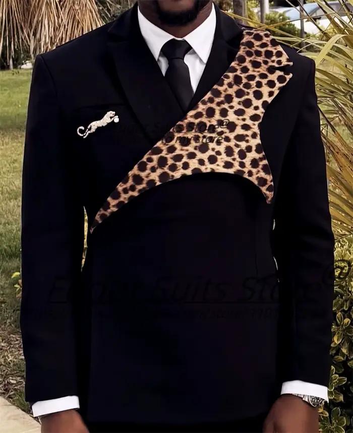Costume Homme Élégant et Unique à Imprimé Léopard, Coupe Slim Personnalisée, Revers Cranté, pour Mar