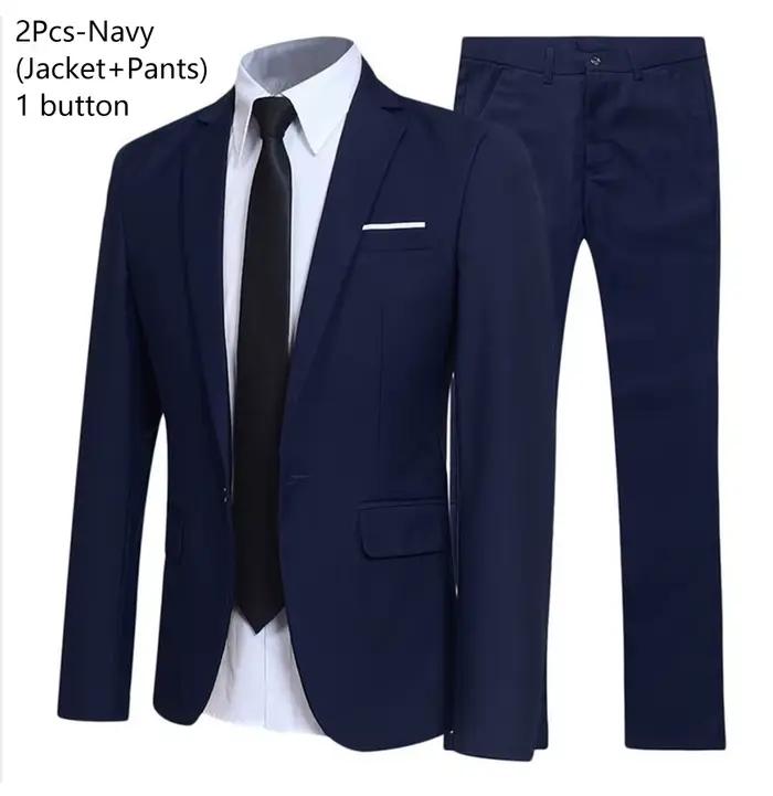 Ensemble de costume 3 pièces pour homme, couleur unie, pour mariage, tenue de cérémonie, blazer, gil