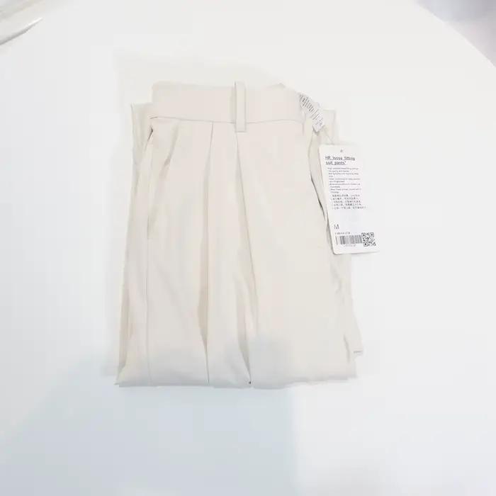 Pantalon de costume à poches avec plis, sensation de fraîcheur, polyvalent, jambes larges, pantalon