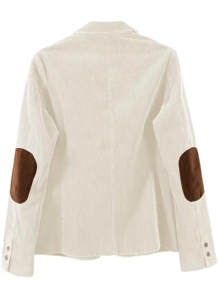 Blazer en velours côtelé vintage pour homme avec empiècements aux coudes, coupe classique décontract