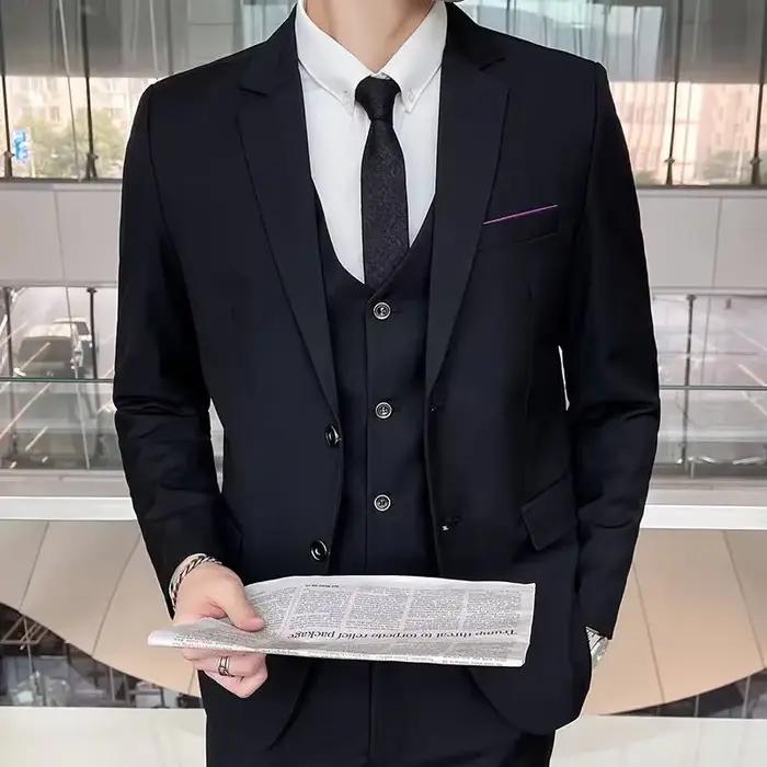 Costume (Blazer + gilet + pantalon) pour hommes, mode décontractée, extérieur, pour hommes d'affaire